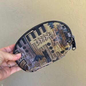 Hatmen‎ vintage Aztec mini zipper pouch blue and cream